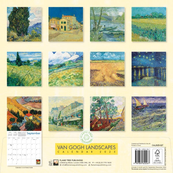 2025 CALENDAR VAN GOGH'S LANDSCAPES Athena Books NZ