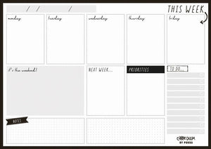 CARPE DIEM BLACK WEEKLY PLANNER PAD