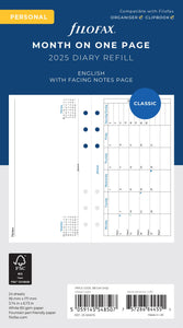 2025 FILOFAX PERSONAL REFILL MONTHLY WITH NOTES