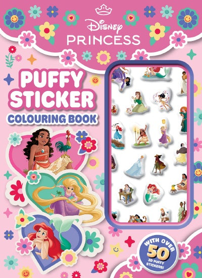 DISNEY PRINCESS PUFFY STICKER COLOURING BOOK