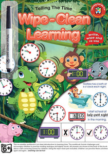 LCBF TELLING THE TIME WIPE-CLEAN LEARNING WORKBOOK WITH  MARKER