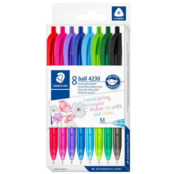 STAEDTLER BALL 4230 PENS FASHION COLOURS SET OF 8