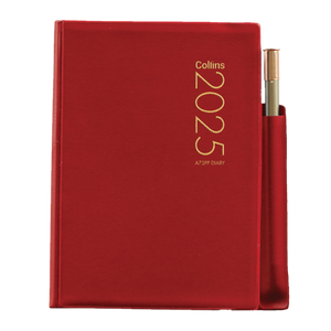 2025 COLLINS DIARY A72PP POCKET SOFTCOVER WITH PENCIL RED 2 DAYS PER PAGE