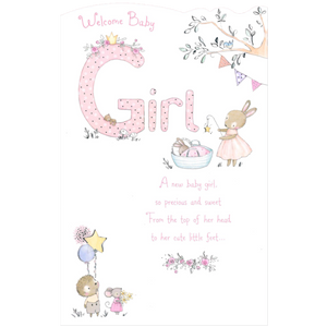 NEW BABY CARD GIRL WELCOME BABY GIRL