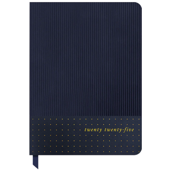 2025 DIARY MEDIUM DUAL TEXTURE MONTHLY/WEEKLY PLANNER DOTS ON TWLIGHT BLUE - 17 MONTHS