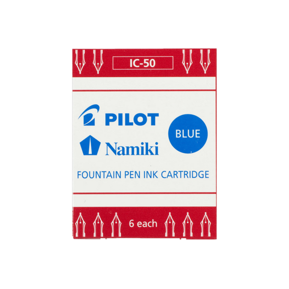 INK CARTRIDGES FOR PILOT FOUNTAIN PENS BLUE PACK OF 6 (IC-50-L)