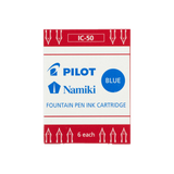 INK CARTRIDGES FOR PILOT FOUNTAIN PENS BLUE PACK OF 6 (IC-50-L)