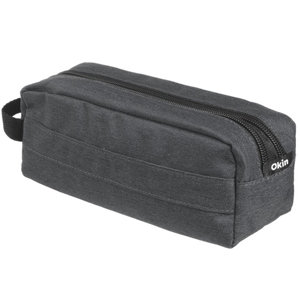 OKIN DARK GREY 2-ZIP PENCIL CASE