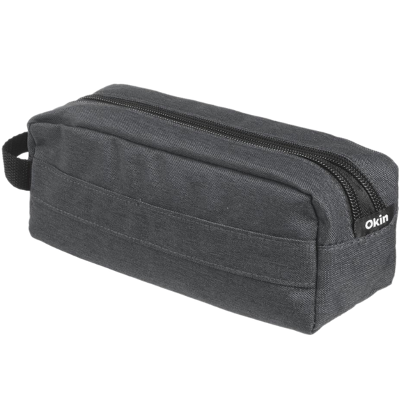 OKIN DARK GREY 2-ZIP PENCIL CASE