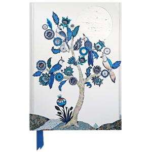 ALEXANDRA MILTON'S SILVER TREE OF LIFE WITH FOUR WHITE-THROATED MAGPIES A5 FOILED JOURNAL