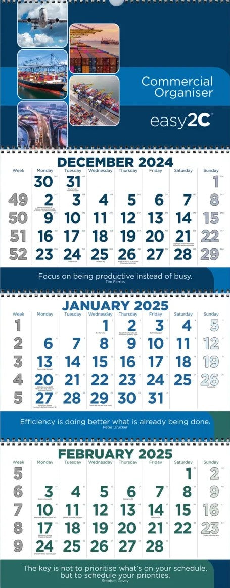 2025 CALENDAR EASY2C COMMERCIAL SHIPPING