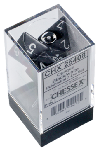 POLYHEDRAL DICE SET BLACK/WHITE