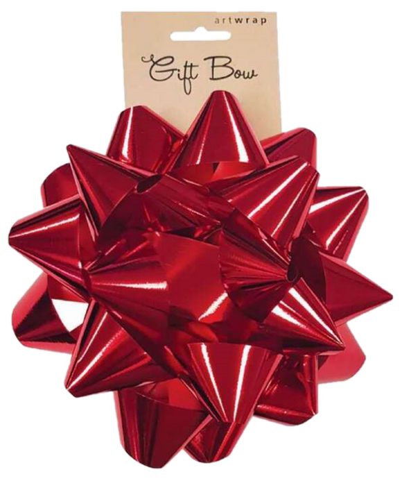 LARGE BOW 15.5CM METALLIC RED