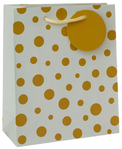 GIFT BAG WHITE WITH GOLD SPOTS