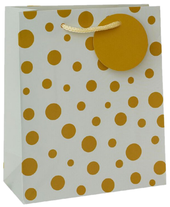 GIFT BAG WHITE WITH GOLD SPOTS