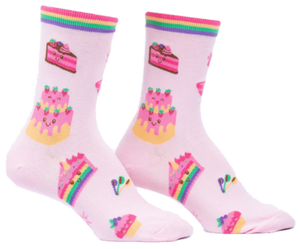 LIFE IS BATTER WITH CAKE WOMENS CREW SOCKS