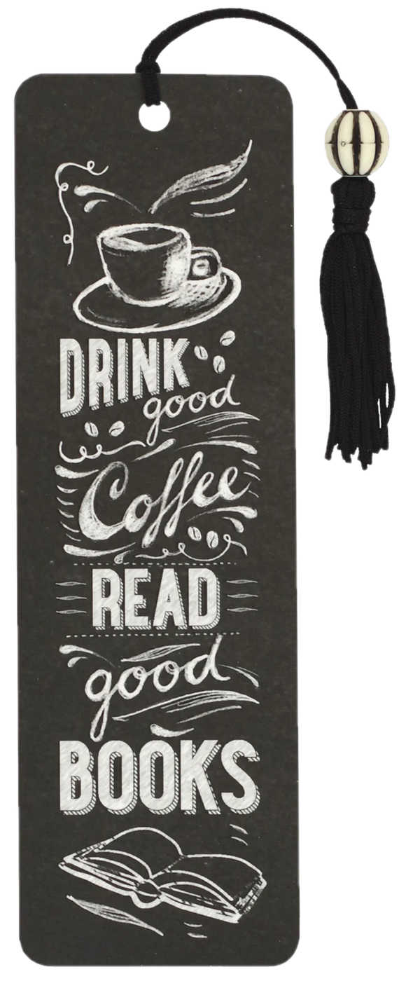 COFFEE AND BOOKS BEADED BOOKMARK