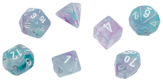 MINI POLYHEDRAL DICE SET NEBULA WISTERIA/WHITE