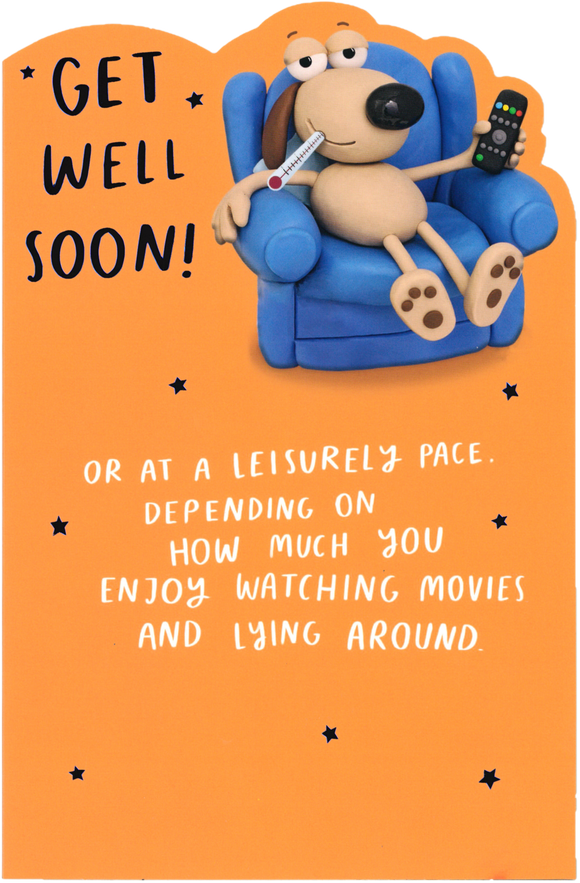 GET WELL SOON CARD DOG ON SOFA