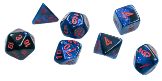 MINI POLYHEDRAL DICE SET GEMINI BLACK-STARLIGHT/RED