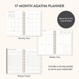 2025 DIARY AGATHA WEEKLY/MONTHLY PLANNER OXFORD BLUE - 17 MONTHS