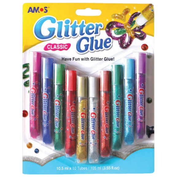 AMOS CLASSIC GLITTER GLUE 10 PACK