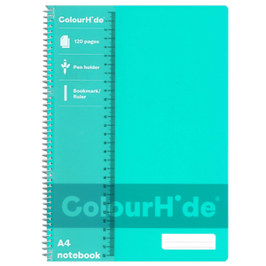 COLOURHIDE A4 120 PAGE NOTEBOOK - AQUA