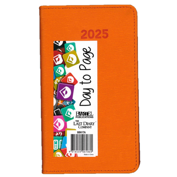 2025 DIARY B6 BECALL ORANGE DAY-TO-A-PAGE