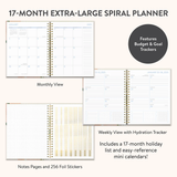 2025 DIARY XL SPIRAL PLANNER BELLA FLORA - 17 MONTHS