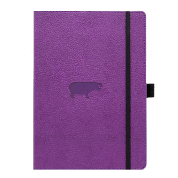 PURPLE HIPPO A5+ LINED WILDLIFE NOTEBOOK