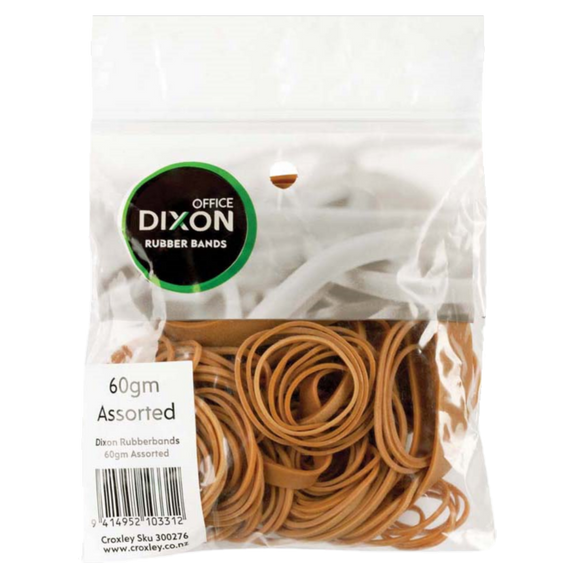 DIXON ASSORTED RUBBER BANDS 60GM