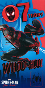 BIRTHDAY CARD 7TH SPIDER-MAN MILES MORALES WITH BADGE