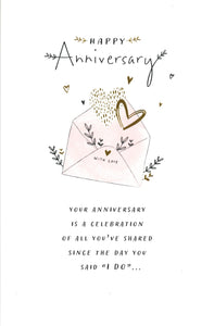 ANNIVERSARY CARD ENVELOPE WITH HEARTS & FOLIAGE