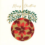 CHRISTMAS BOXED CARDS RED AND GOLD BAUBLE 10PACK