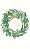 CHRISTMAS BOXED CARDS GOLD RIBBON ON WREATH 10PACK