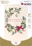 CHRISTMAS BOXED CARDS CRESCENT WREATH 10 PACK