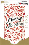 CHRISTMAS BOXED CARDS RED FOLIAGE 10 PACK