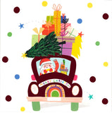 CHRISTMAS BOXED CARDS SANTA CAR WITH PRESENTS 10 PACK