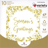 CHRISTMAS BOXED CARDS GOLD SEASON'S GREETINGS 10 PACK