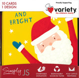 CHRISTMAS BOXED CARDS MINI MERRY AND BRIGHT SANTA 10 PACK