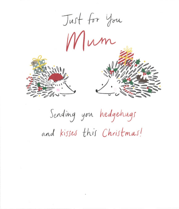 CHRISTMAS CARD MUM HEDGEHUGS