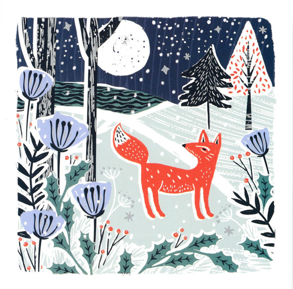 CHRISTMAS CARD FOX IN WOODLAND