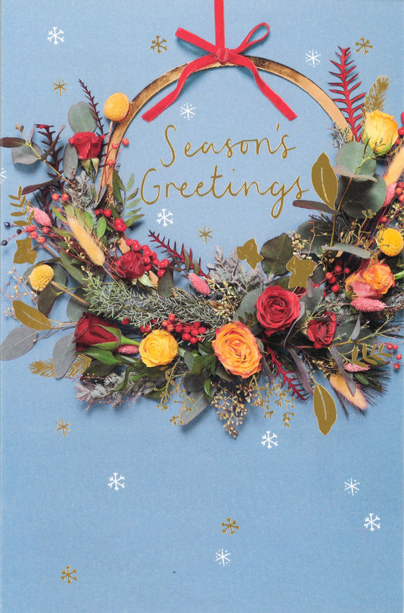 CHRISTMAS CARD SEASON'S GREETINGS WREATH