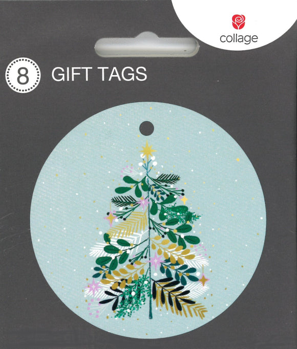 CHRISTMAS GIFT TAGS ROUND TREE 8 PACK