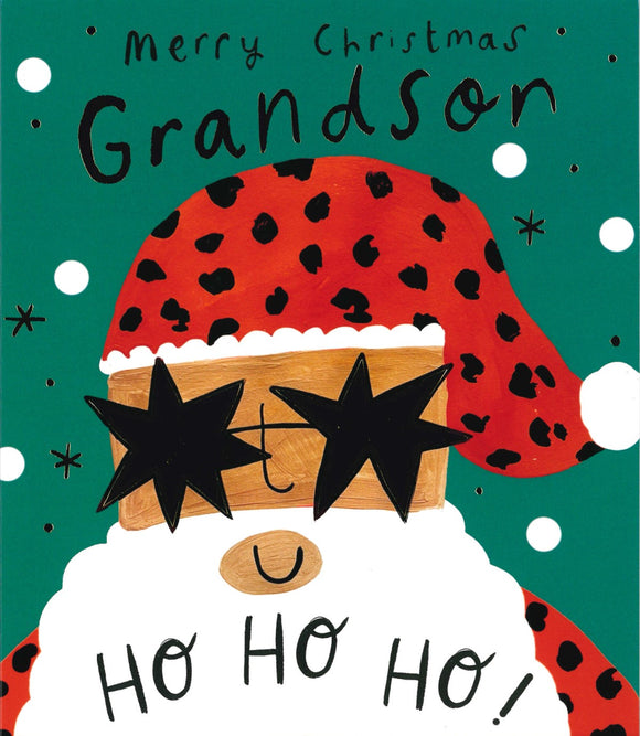 CHRISTMAS CARD GRANDSON SANTA WITH GLASSES