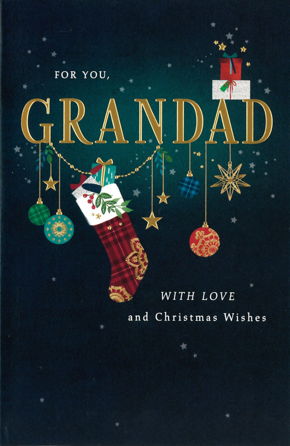 CHRISTMAS CARD GRANDAD STOCKING & DECORATIONS