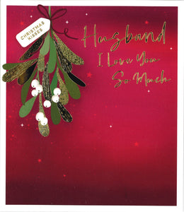 CHRISTMAS CARD HUSBAND MISTLETOE CHRISTMAS KISSES