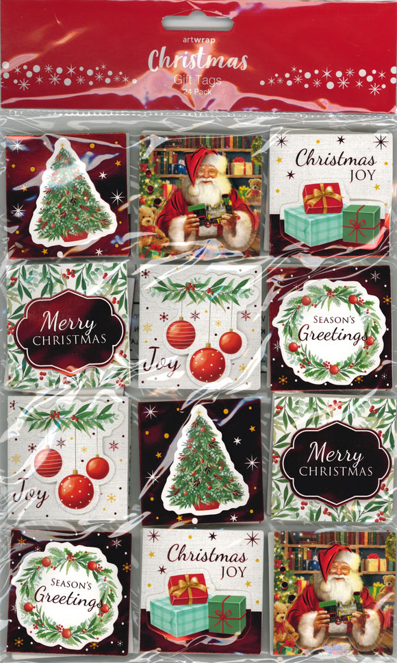 CHRISTMAS GIFT TAGS TRADITIONAL 24PACK