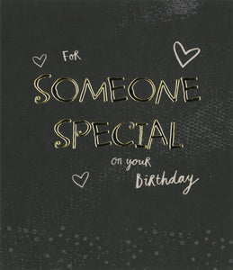 BIRTHDAY CARD SOMEONE SPECIAL LETTERING & HEARTS