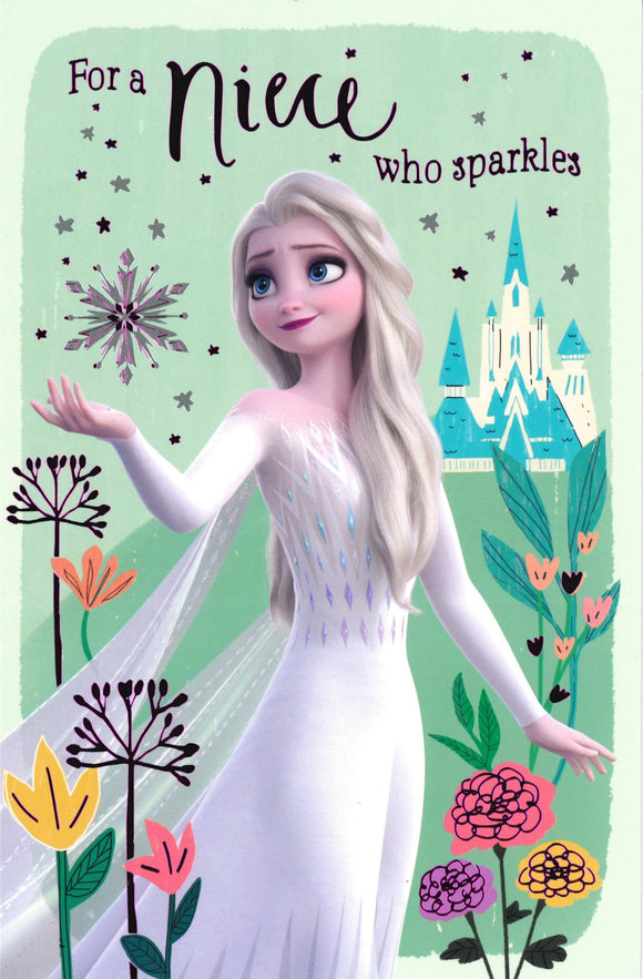 BIRTHDAY CARD NIECE FROZEN SPARKLE WITH ELSA